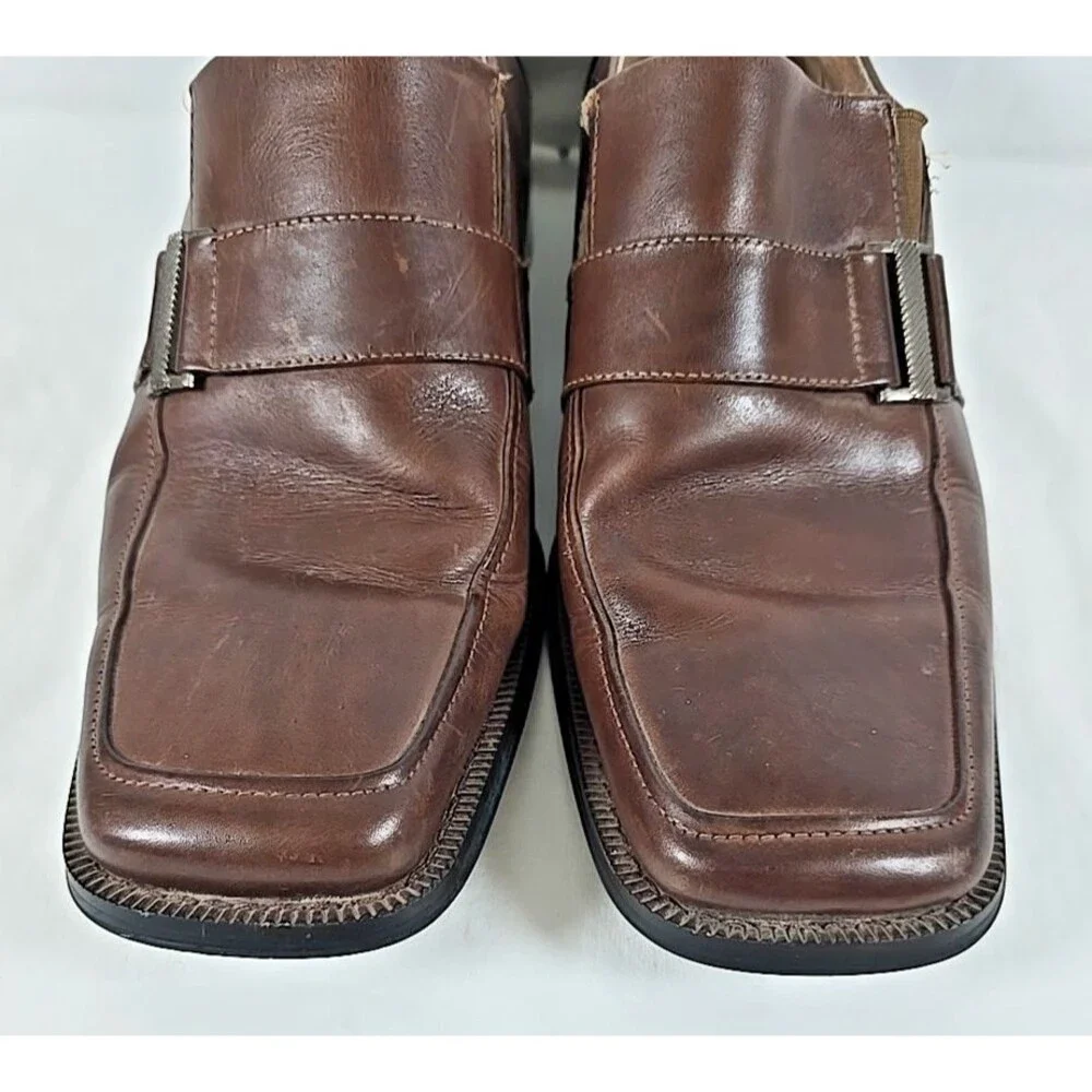 Fratelli Select Men's Warm Brown Leather Loafers Strap and Buckle Size 8.5 M
